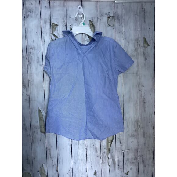 Brooks Brothers Red Fleece Girls Blue White Striped Cotton Shirt Size 2T - Picture 2 of 6